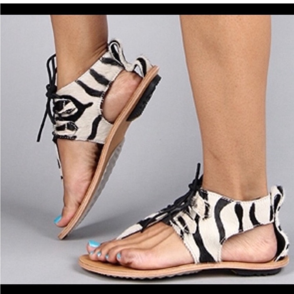 Sorel Summer II Gladiator Sandals Zebra Calf Hair Lace Up Size 10